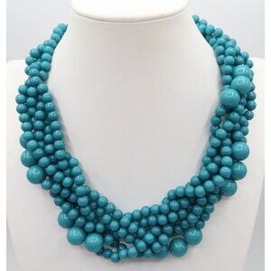 BAUBLEBAR Turquoise Acrylic Twisted Choker Statement Necklace 19"-21" Chunky